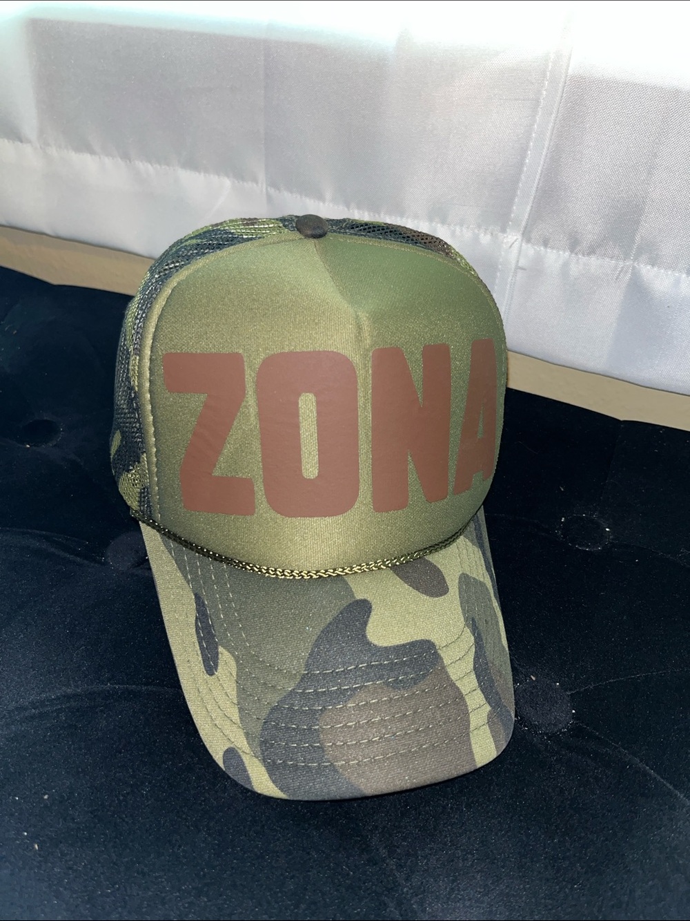 OTTO Olive Green Camo Trucker Hat with ZONA Print